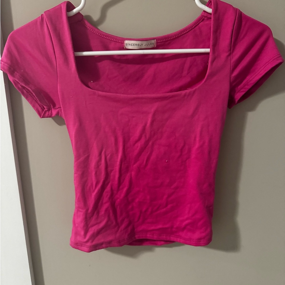 Hot pink square neck top